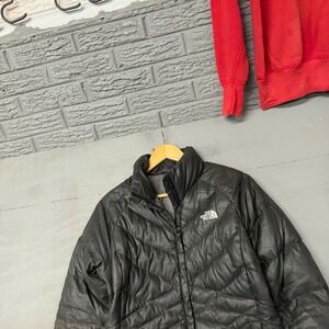 The North Face Womens 550 Down Puffer Jacket Black Quilted Full Zip Medium